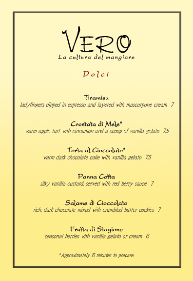 Vero Menu